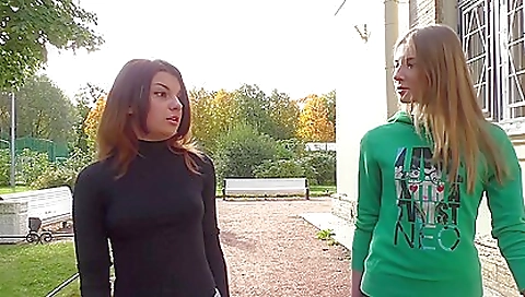 Sexy blonde teen 18+ with a sexy face enjoys a hot lesbian sex