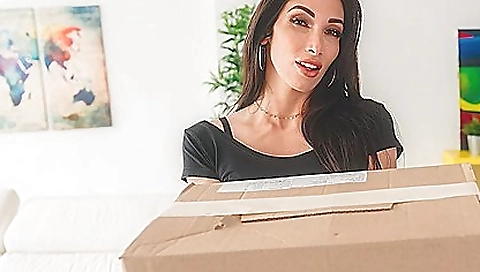 Clea gaultier gets her pussy slammed by a package of chocolates