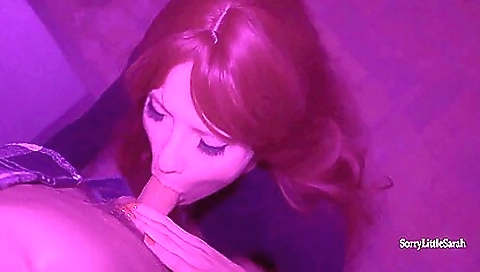 Redheaded teen with a big booty fucking in deepthroat