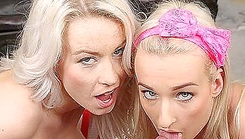 Two blondes fuck a busty blonde in a vr porn scene