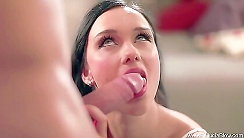 Gorgeous brunette with a sexy face is having a wild fun