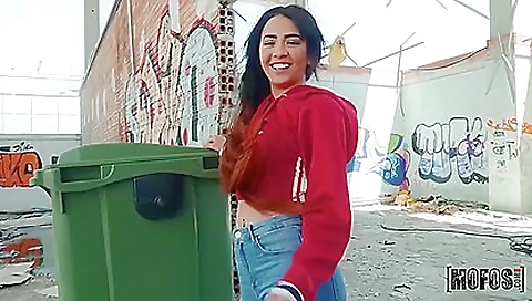 Brunette milf with a big cock fucks a big cock on the dirt