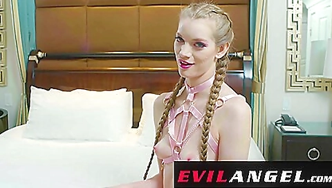 A brunette girl with a long cock enjoys hardcore anal