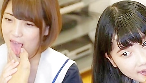 Japanese girl in pink bikini enjoys a threesome with her friends