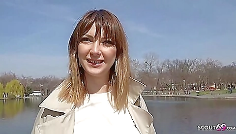 Cute teen with stockings is anal sex with a huge dick