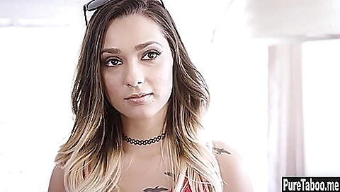 Brunette teen 18+ gets fucked in doggy style on the bed