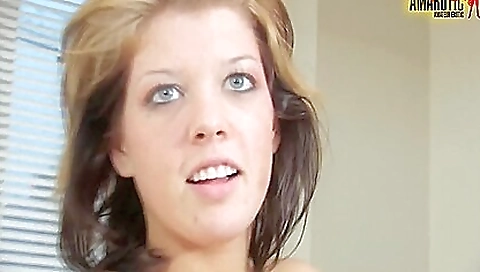 Sexy brunette teen gets her pussy fucked with a dildo