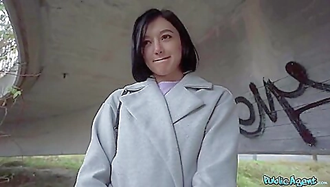 Nasty brunette with big natural tits in porn movie