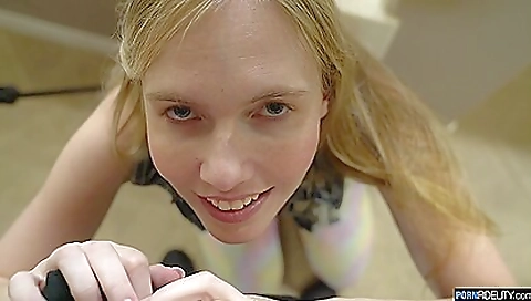 Blonde teen 18+ in tight pussy fucking and creampie