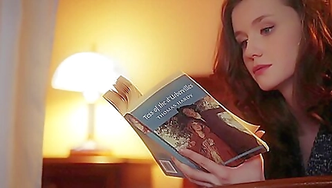 Sexy brunette babe in stockings is naked on camera