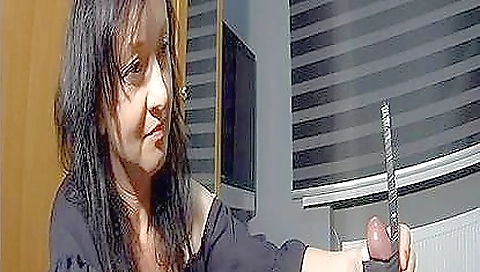 Busty housewife with big ass rides the dildo in her mouth