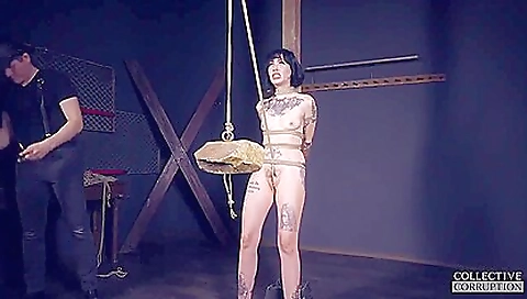 Skinny girl with a sexy body is fucked in a bdsm way