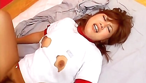 Japanese brunette with a hairy pussy fucks in a javed vid