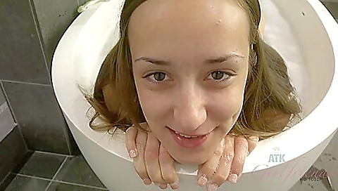 Blonde with large boobs is having sex in the shower