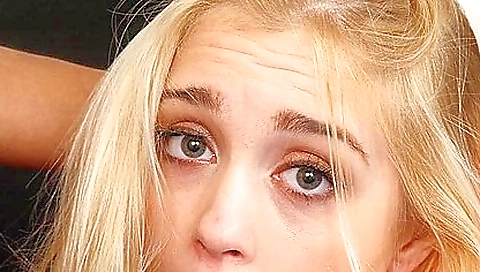 Horny blonde with a nice face and a round ass has her mouth filled