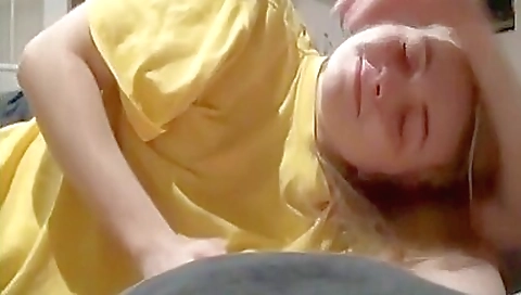 Hot homemade porn video with hot blonde girl sucking on a deep throat